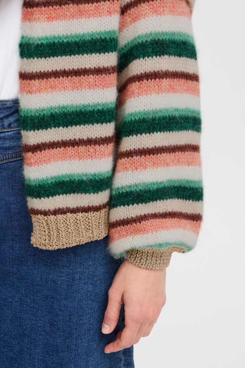 Onero striped cardigan, spruce green