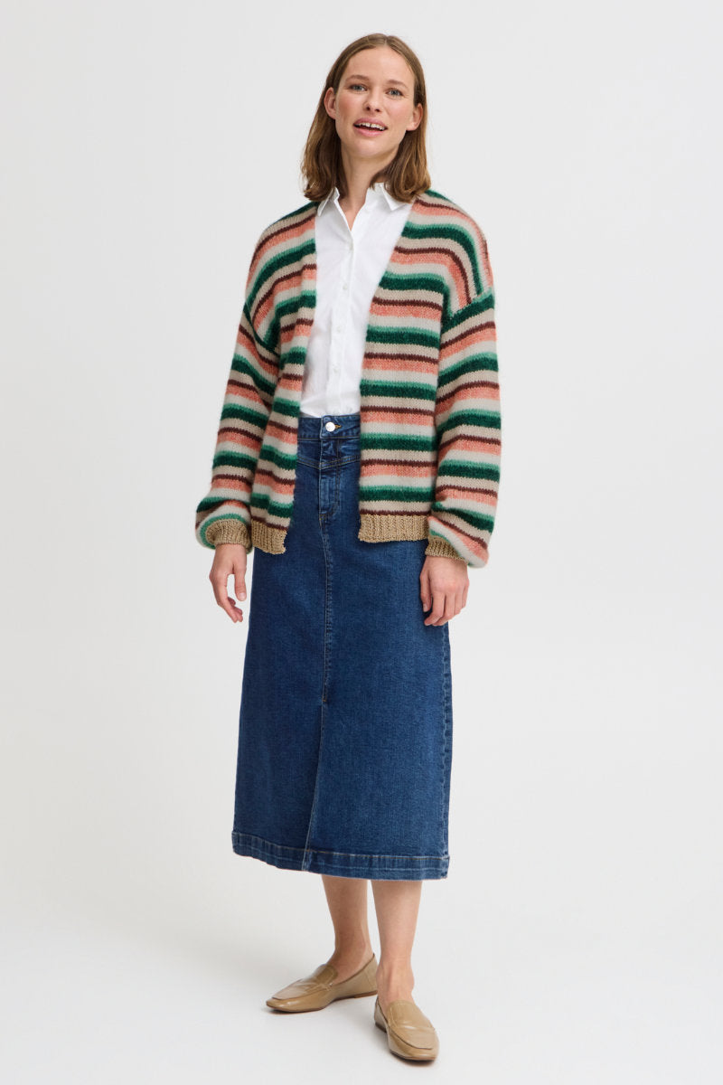 Onero striped cardigan, spruce green