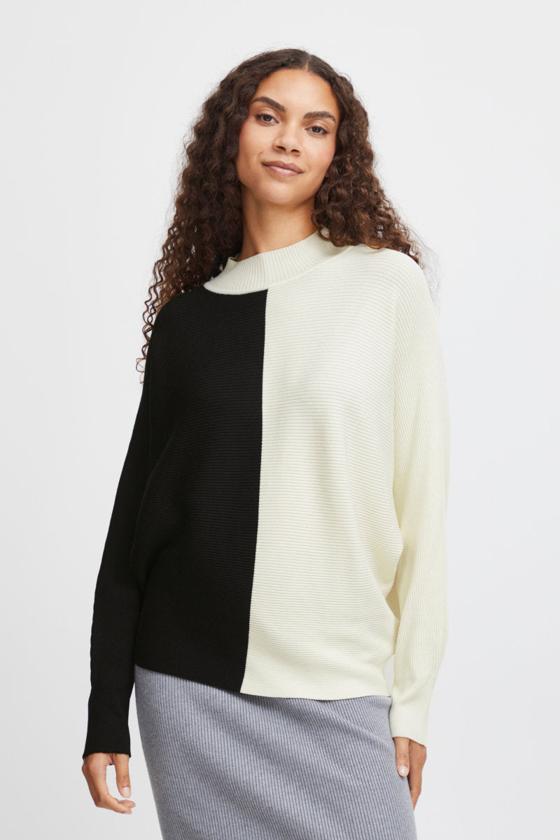 Morla two tone jumper, black