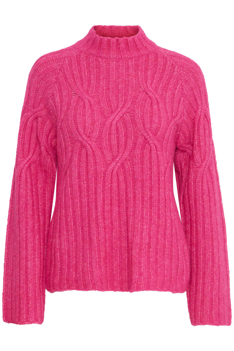 Omicka cable knit jumper, fuchsia