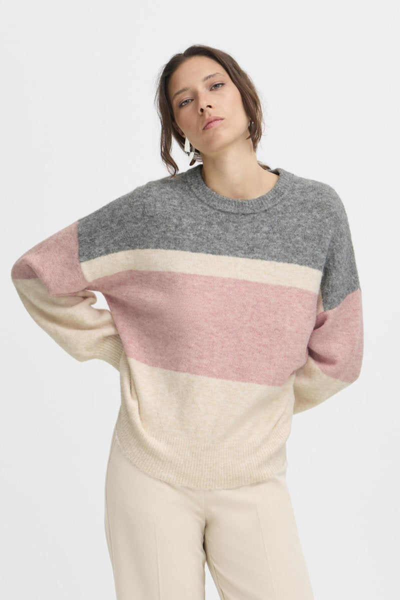 Omea stripe jumper, pink