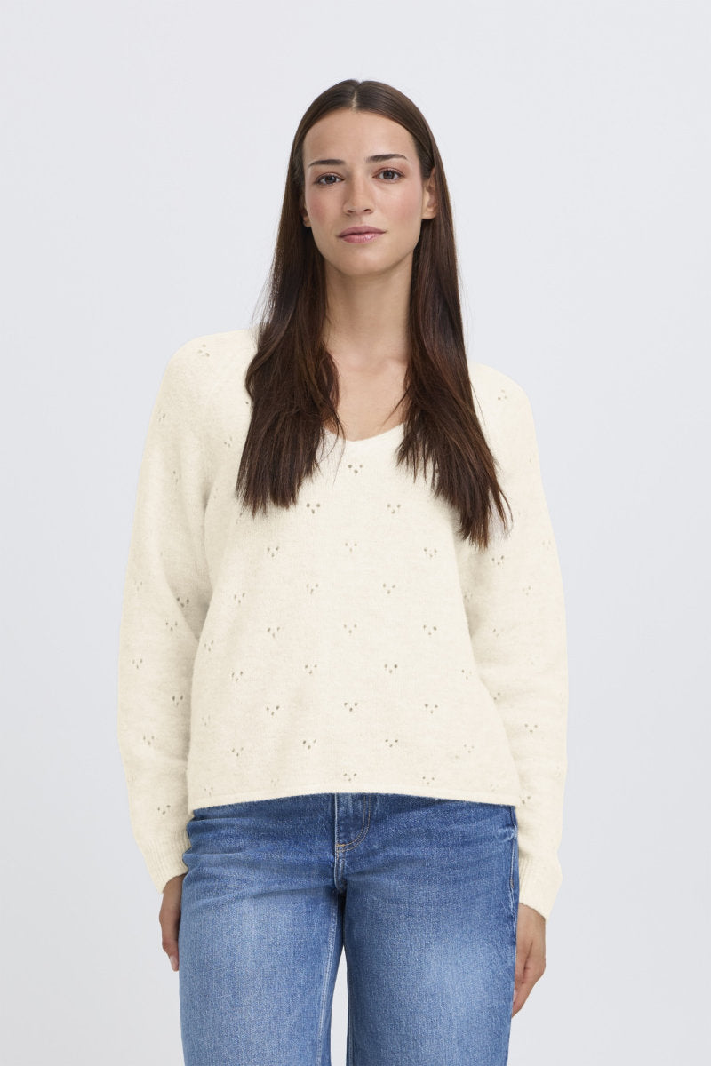 Monna V neck jumper, birch