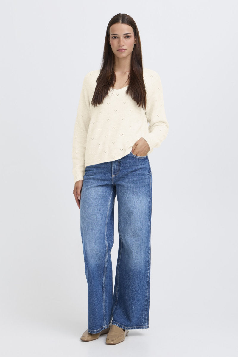 Monna V neck jumper, birch