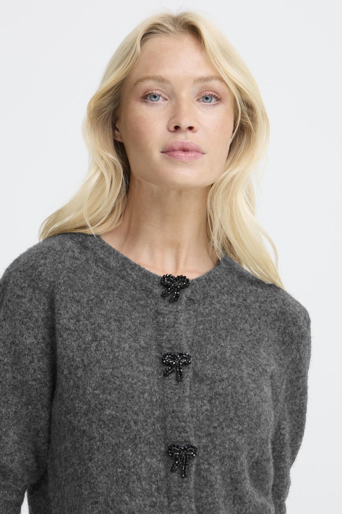 Omea deco cardigan, charcoal