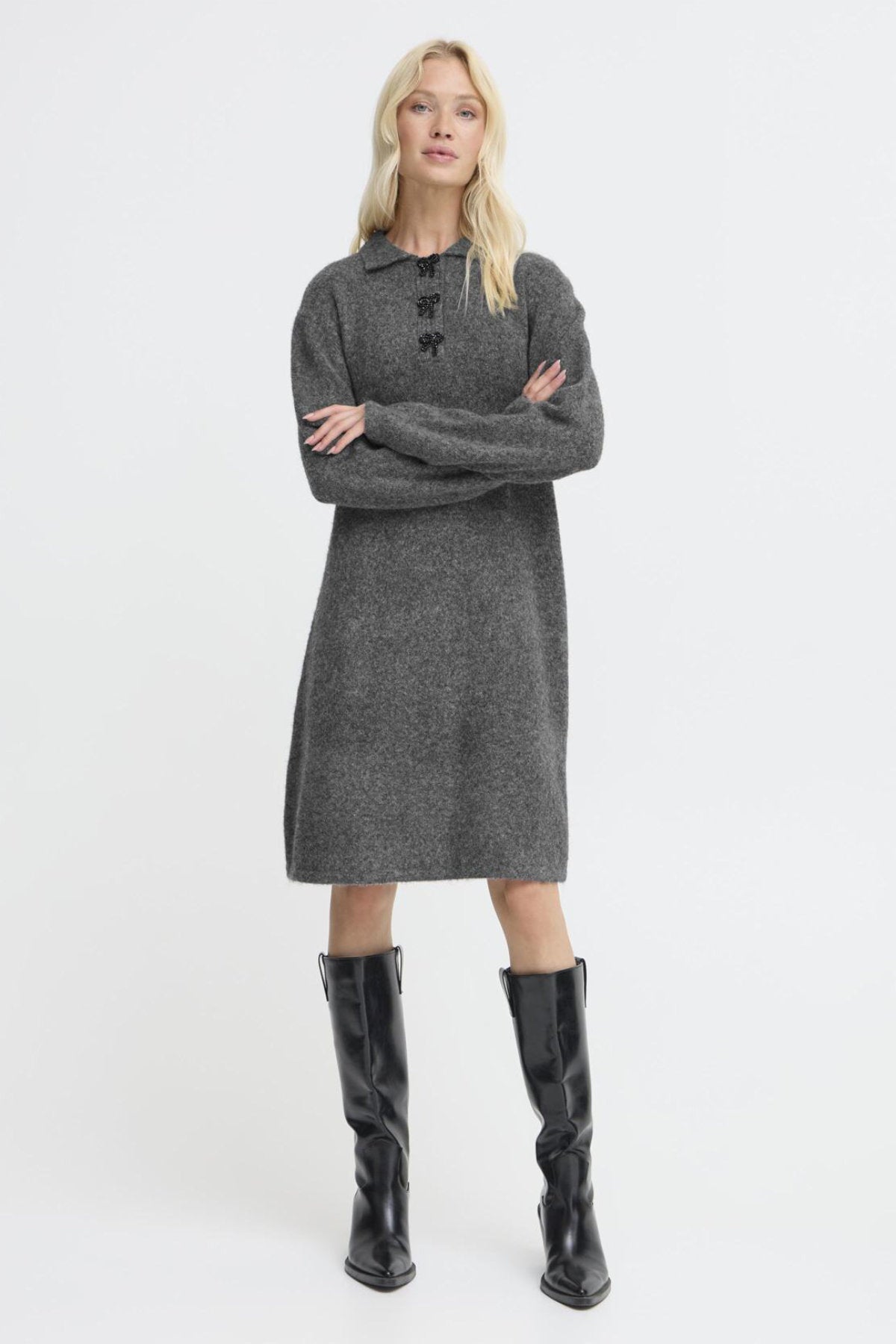 Omea polo dress, grey