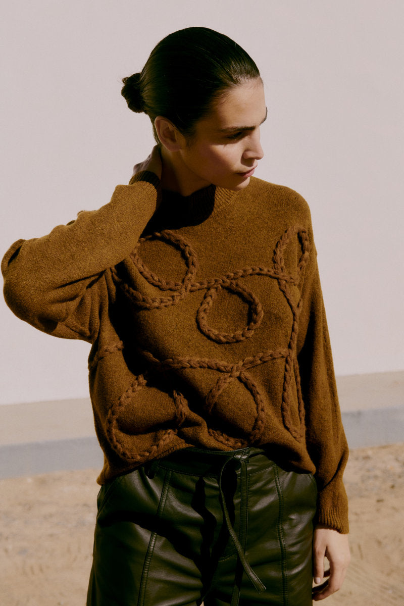 Medi deco jumper, toffee