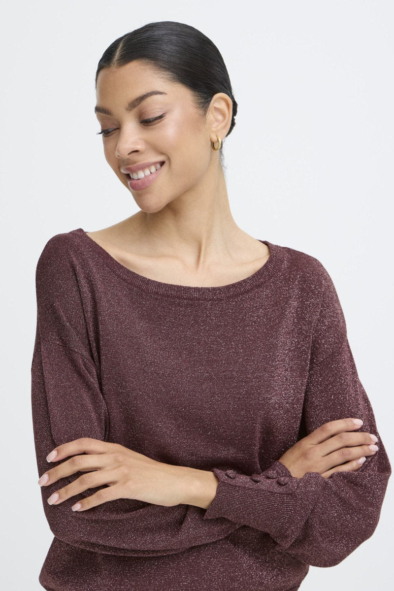 Mobbe boatneck jumper, plum