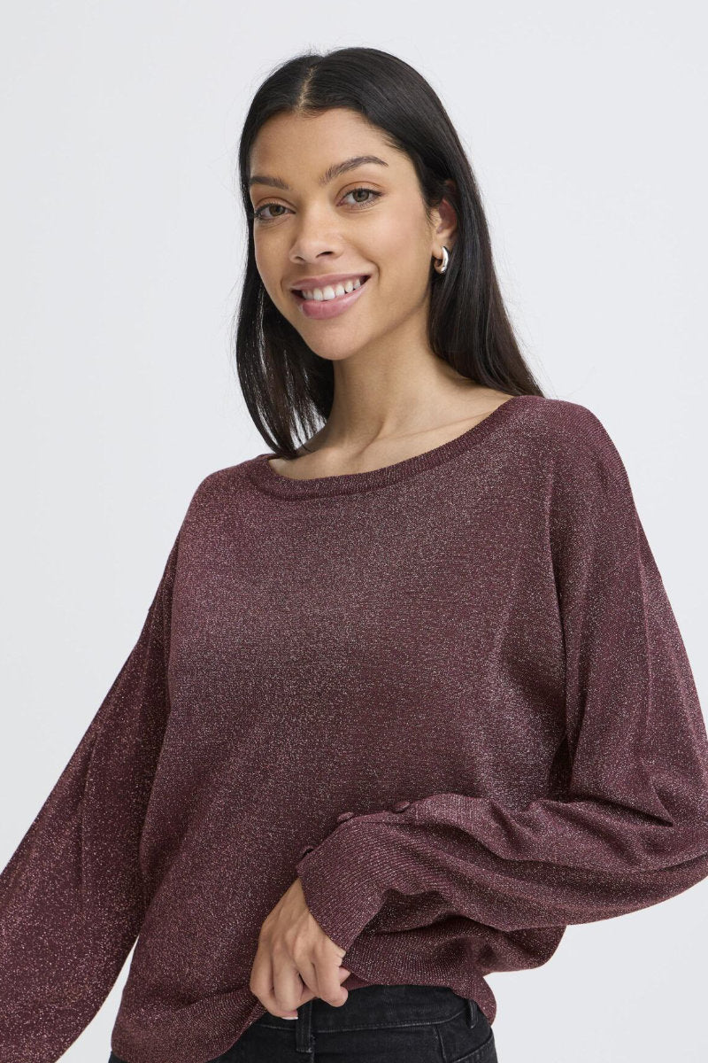 Mobbe boatneck jumper, plum