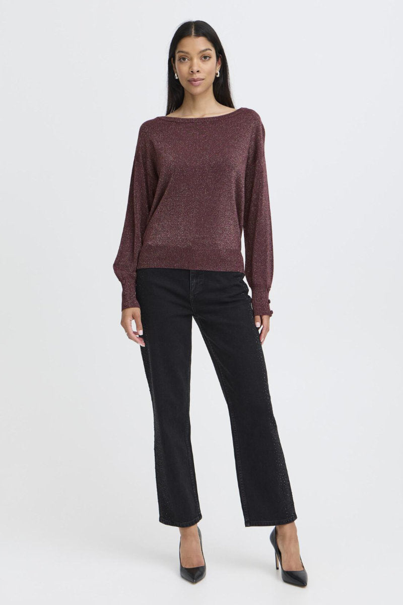 Mobbe boatneck jumper, plum