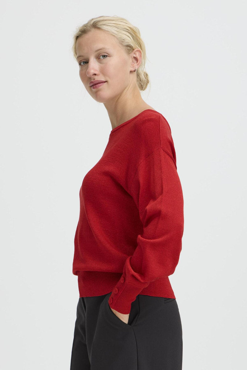 Mobbe boatneck jumper, cherry