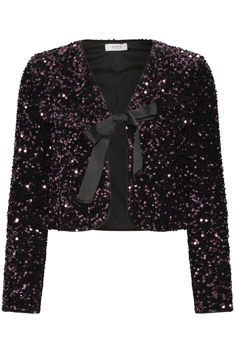 Paillet bow jacket, plum