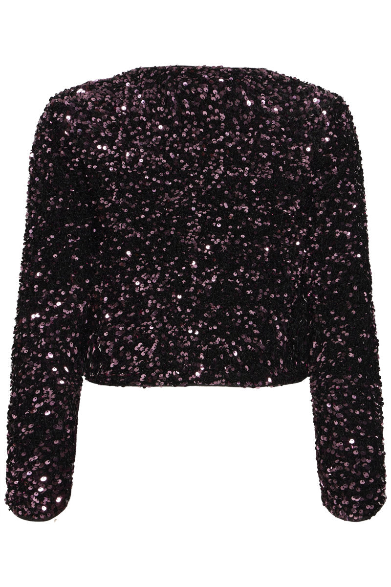 Paillet bow jacket, plum