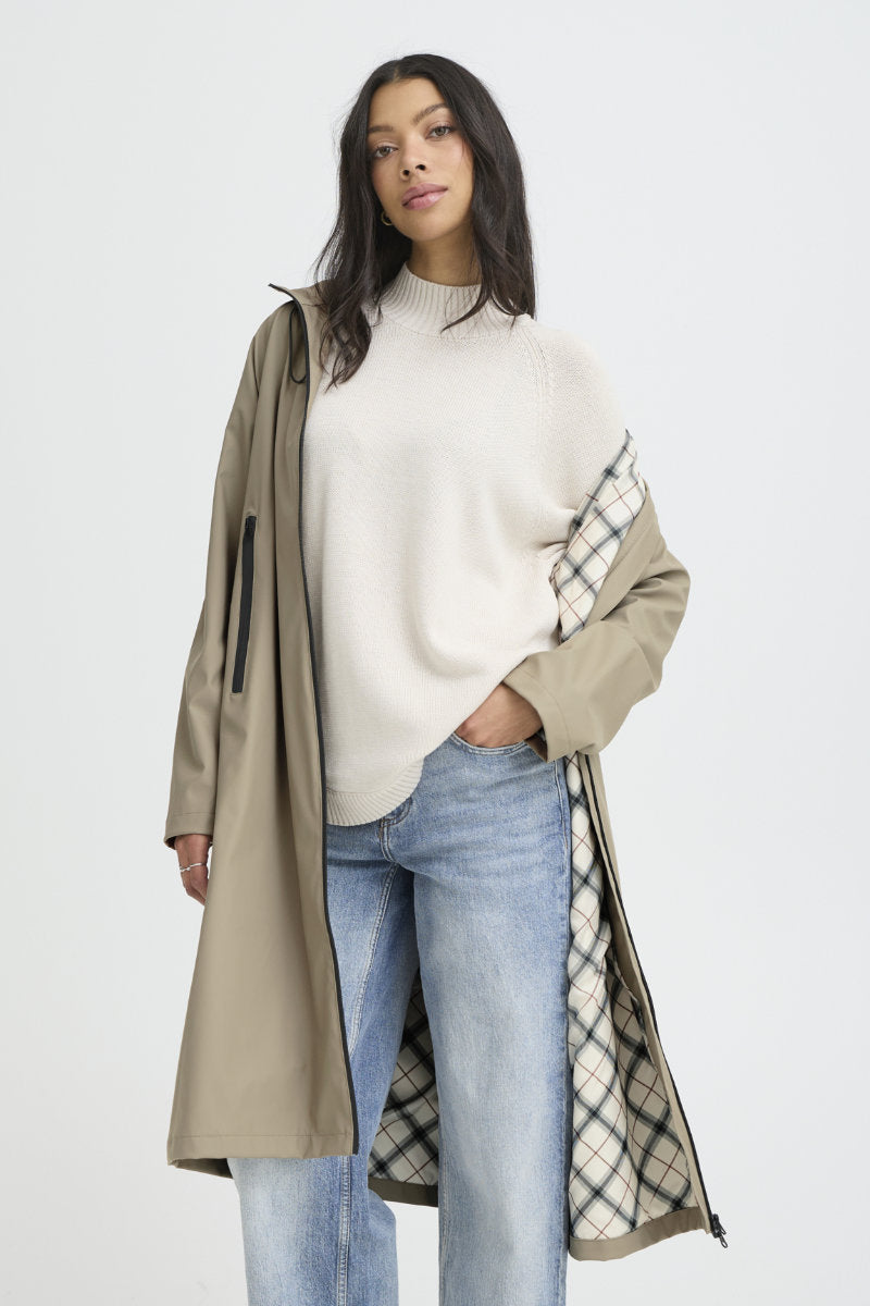 Avan lined coat, grey green