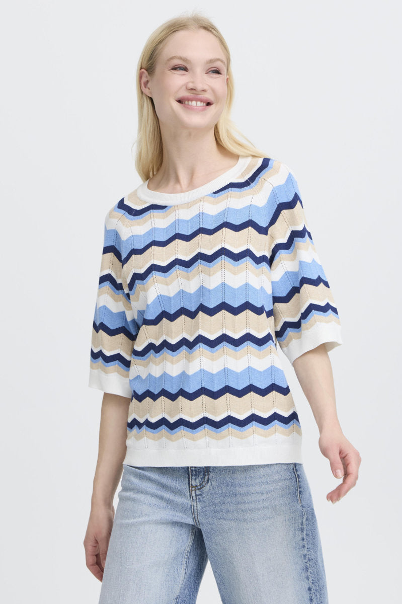 Morla pointelle top, blue