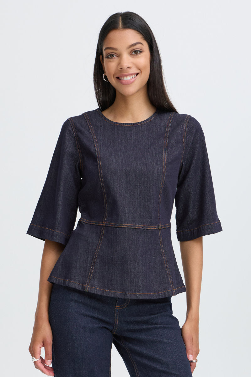 Kanea peplum blouse, indigo