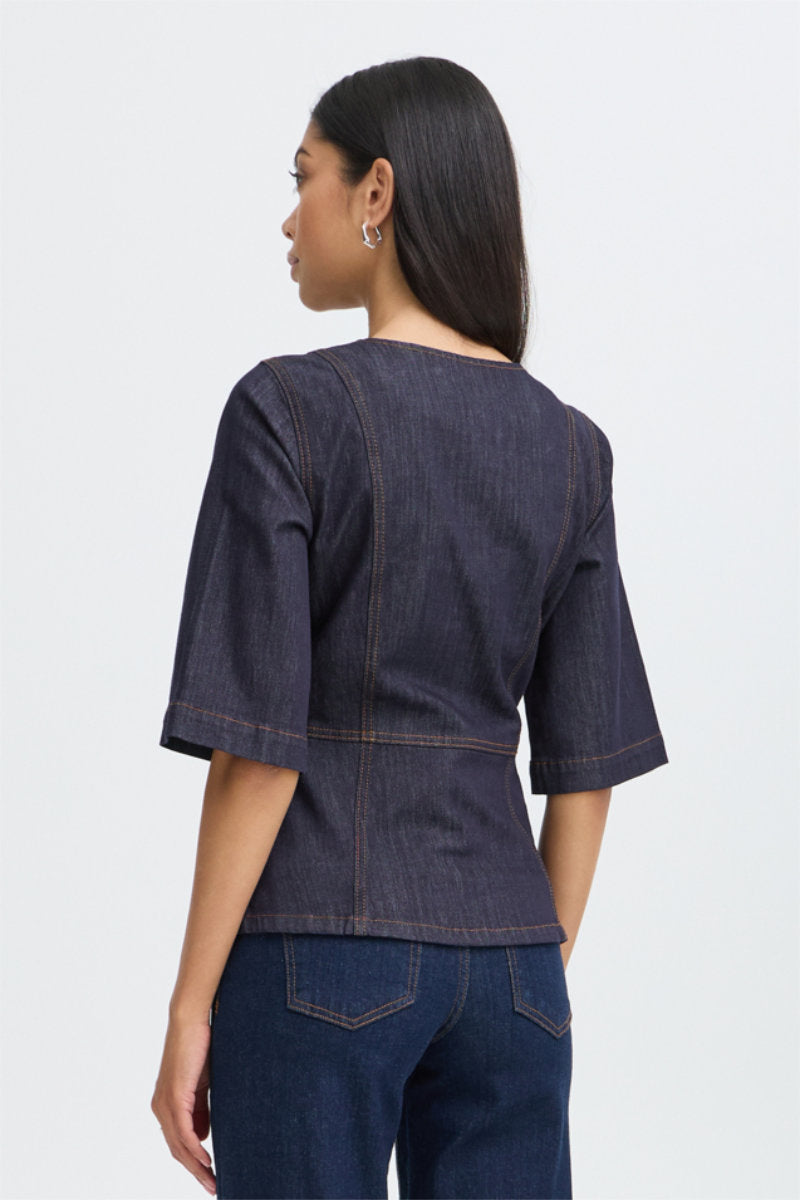 Kanea peplum blouse, indigo