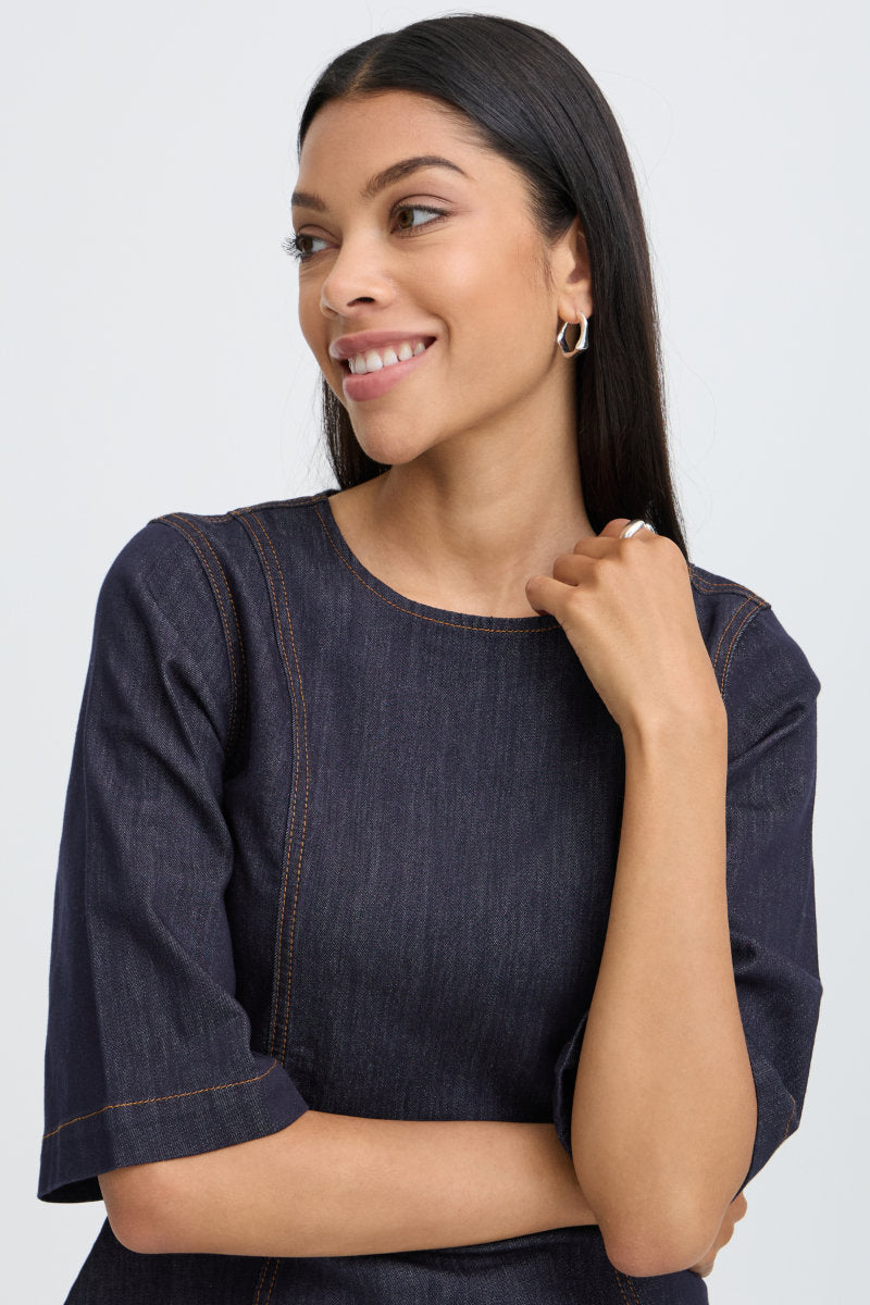 Kanea peplum blouse, indigo