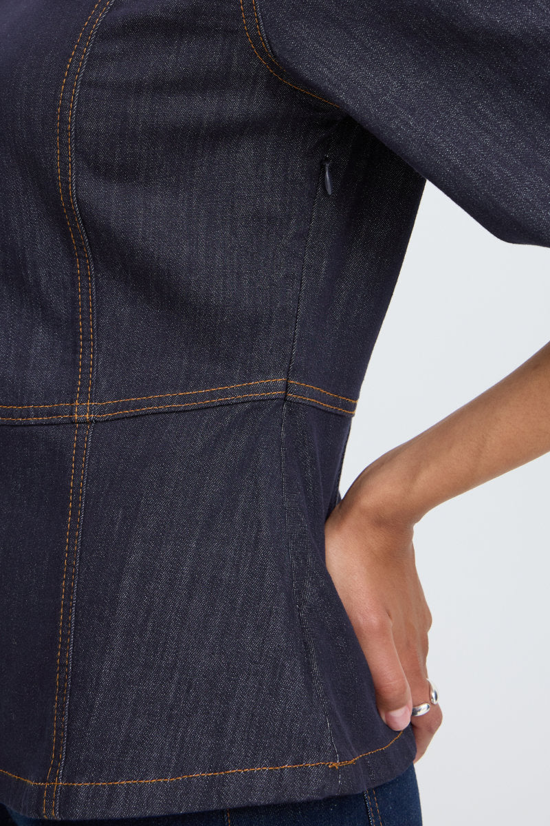 Kanea peplum blouse, indigo