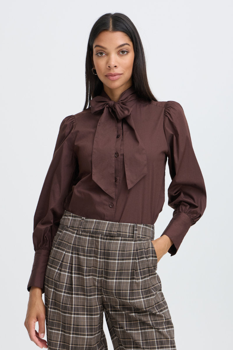 Idol bow shirt, coffee