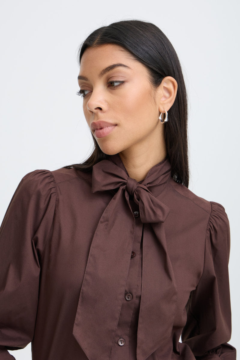 Idol bow shirt, coffee