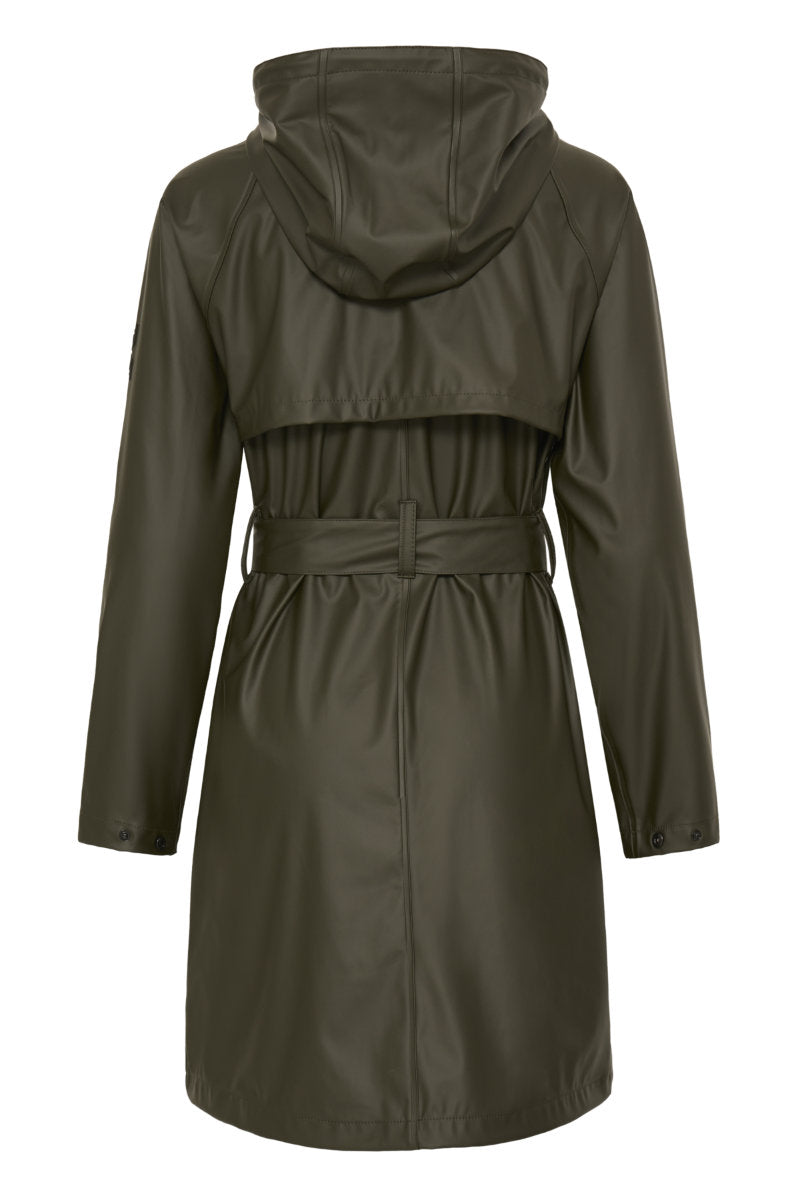 Avan belted raincoat, dark olive