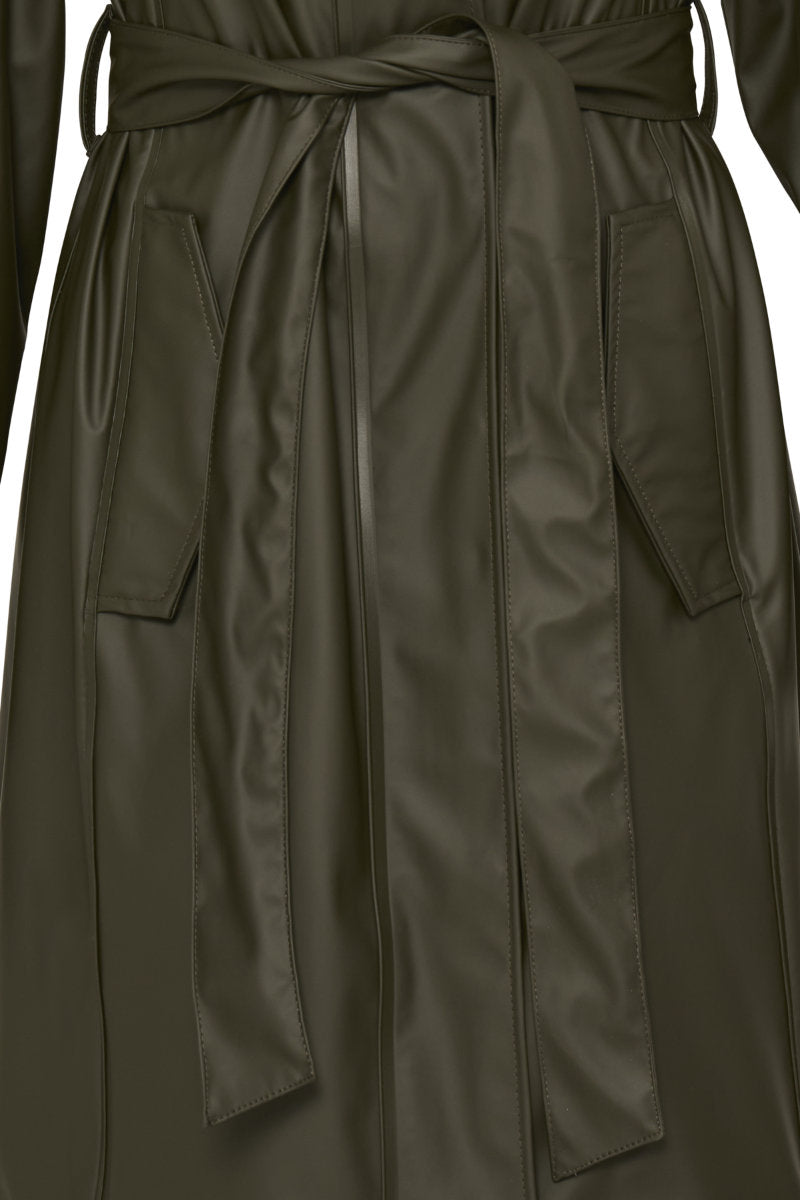 Avan belted raincoat, dark olive