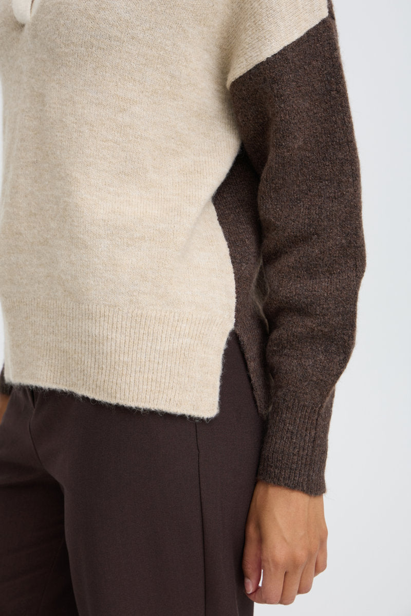 Monna polo jumper, ivory brown