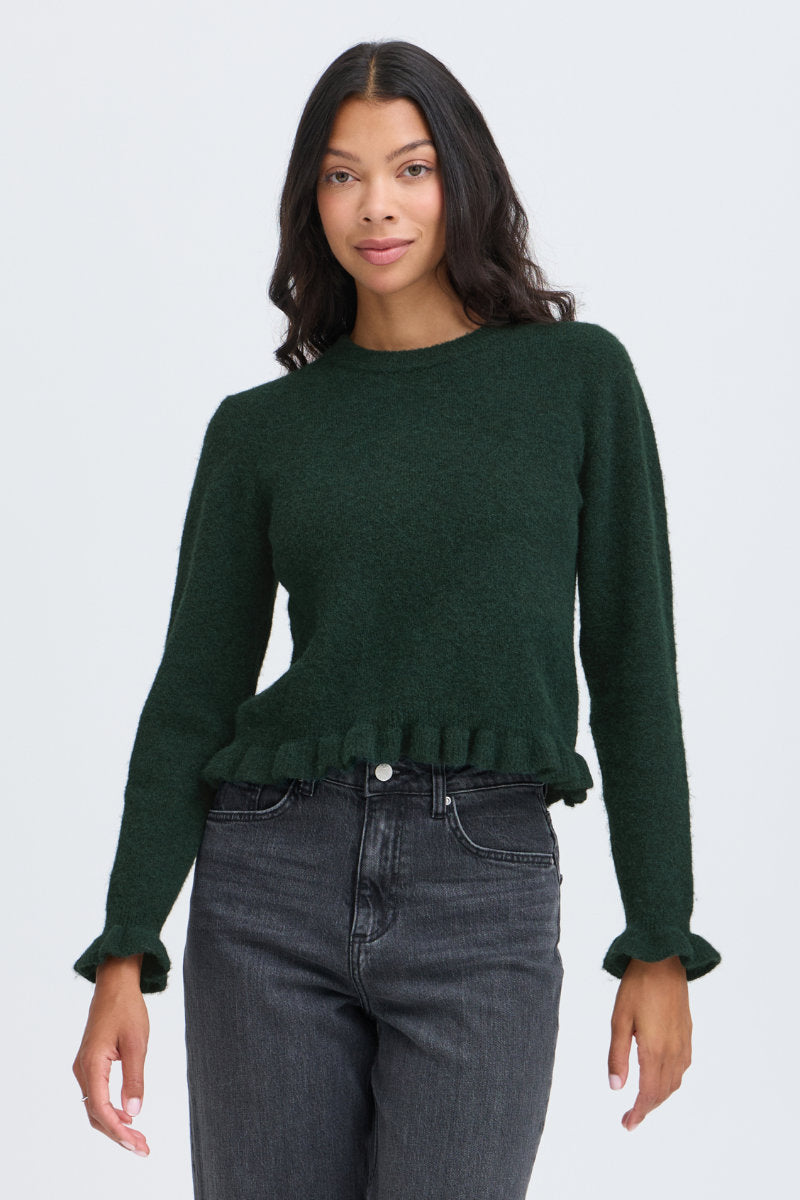 Omea frill jumper, forest