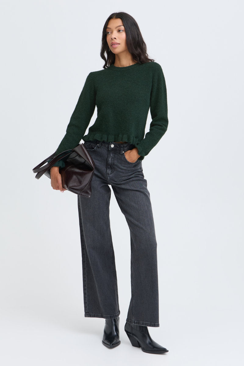 Omea frill jumper, forest