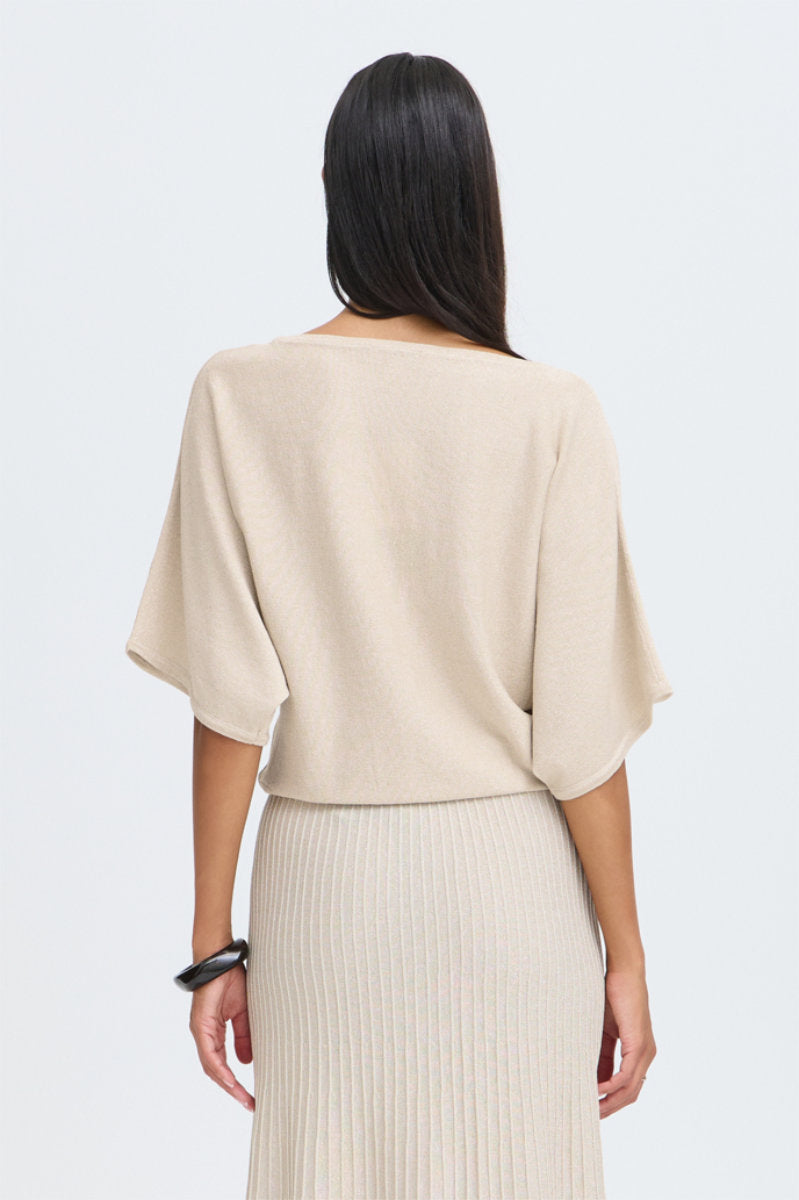 Mobbe batwing top, stone
