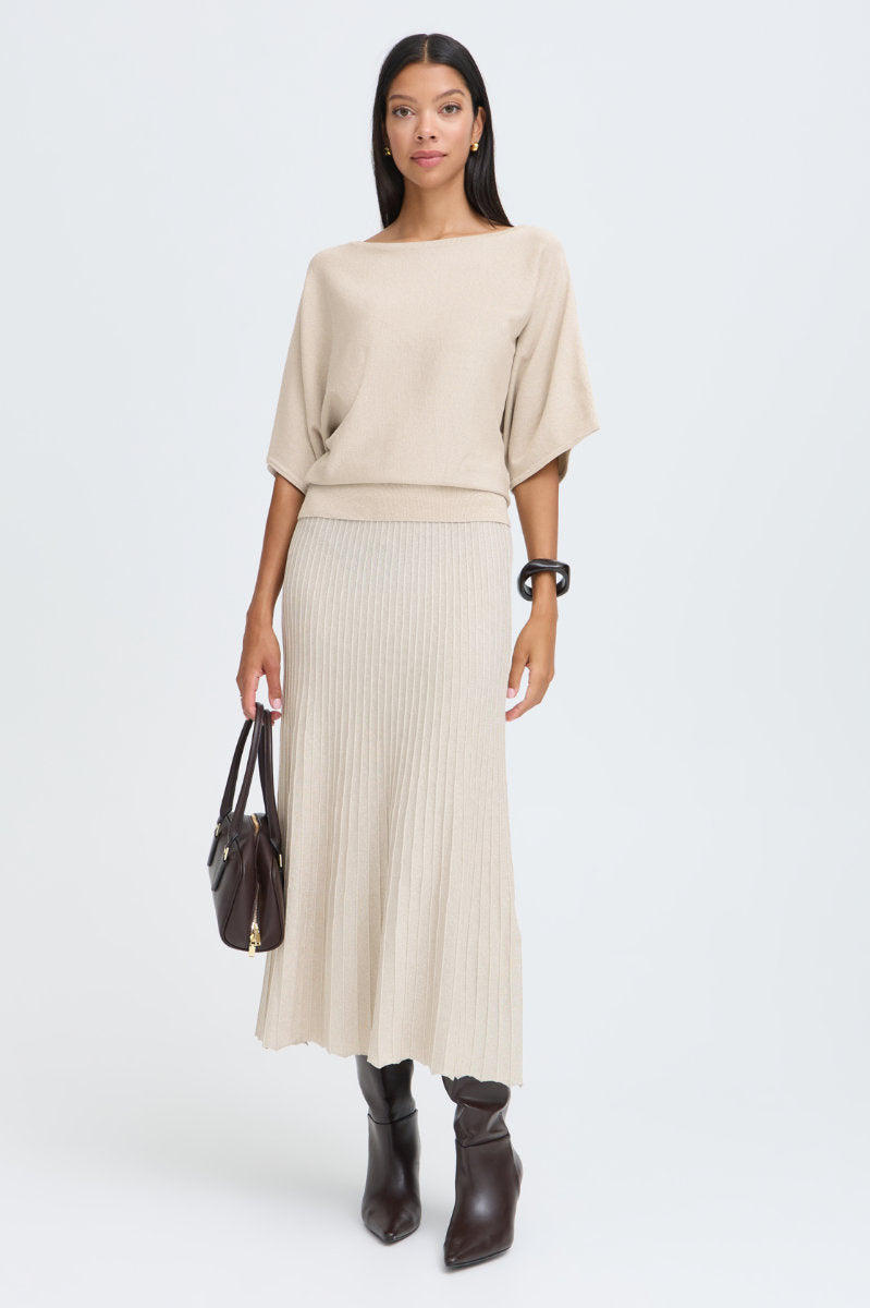 Mobbe batwing top, stone