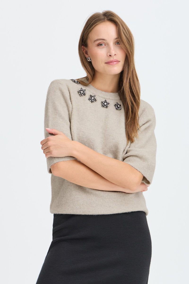 Omea crystal jumper, cream