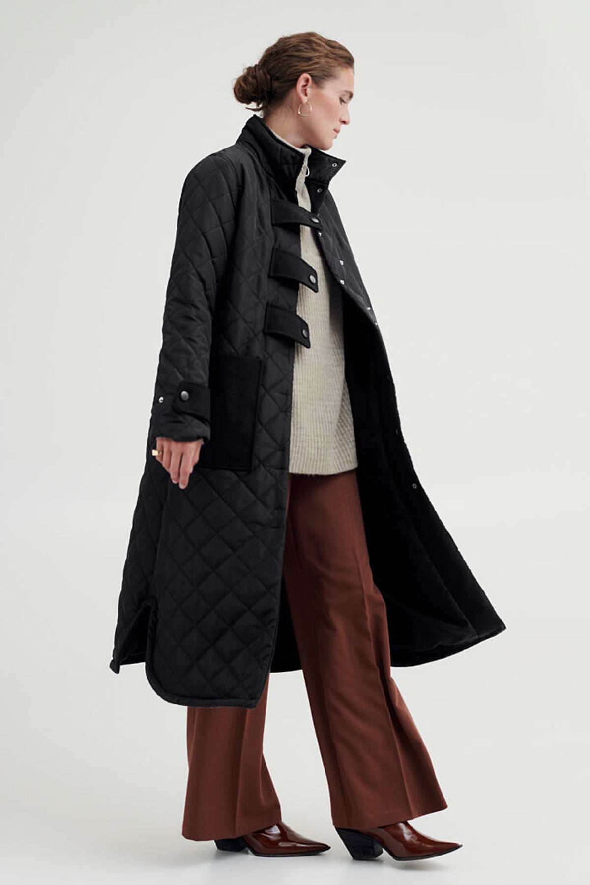 Bahar quilted coat, Black