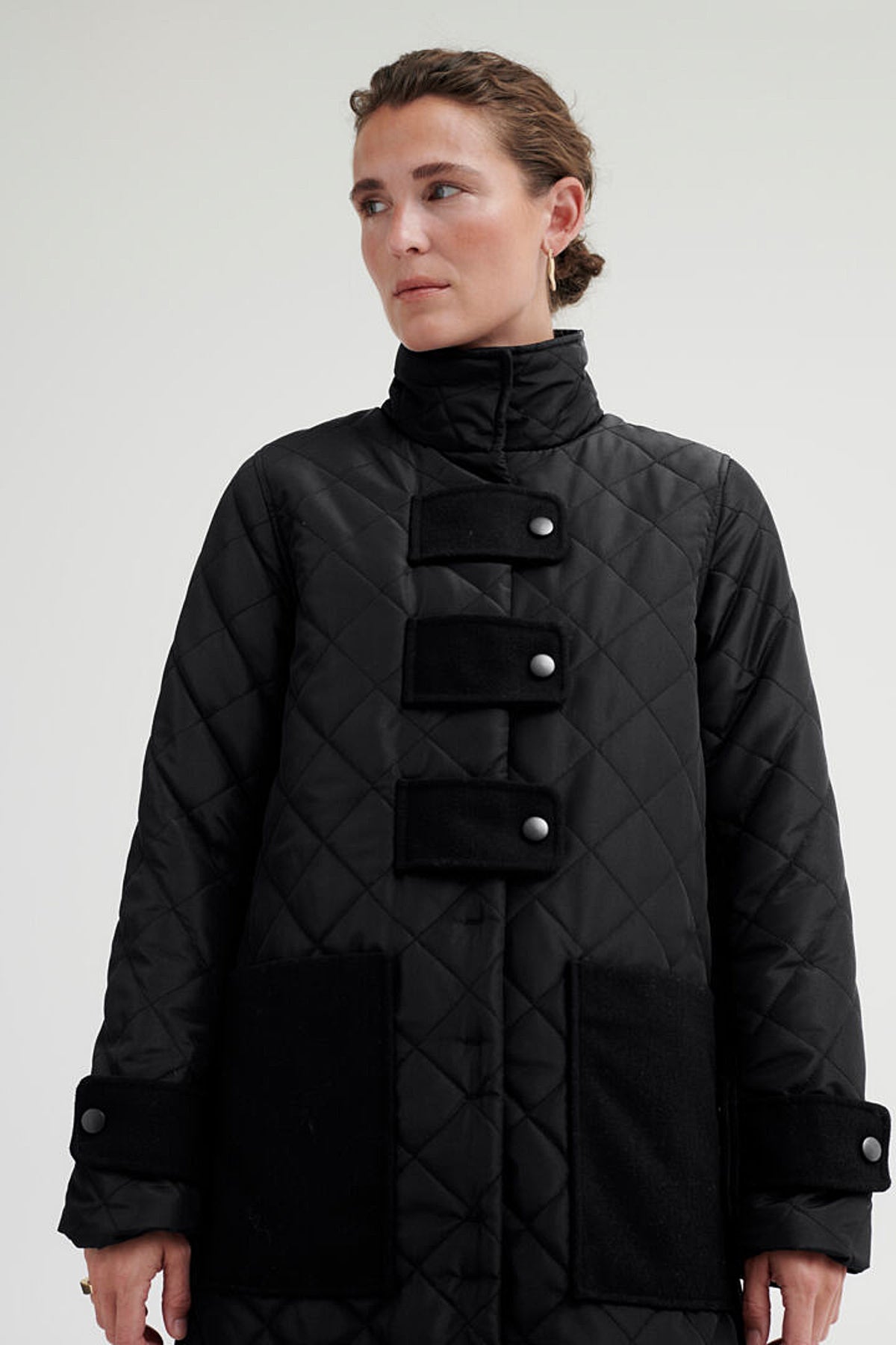 Bahar quilted coat, Black