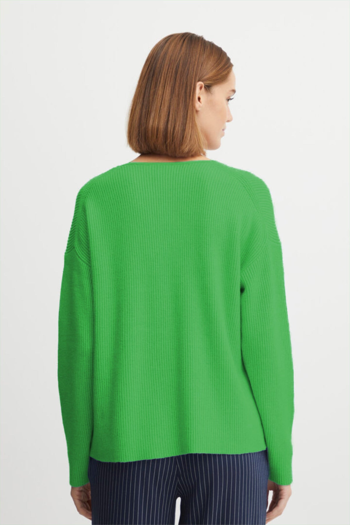 Milo V neck jumper, Ming green