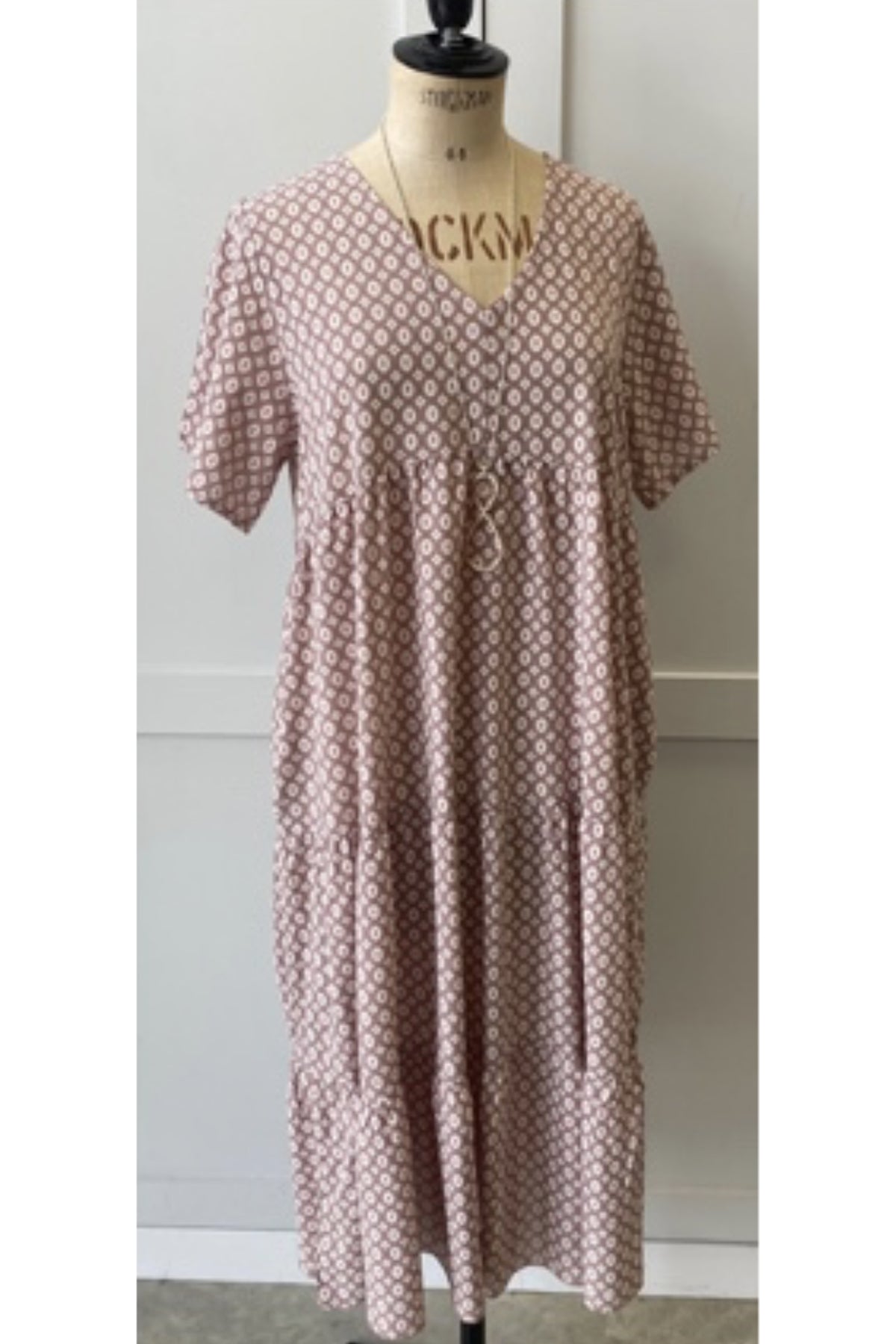 Joss ditsy dress, old rose