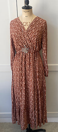 Joss wrap front dress, rust