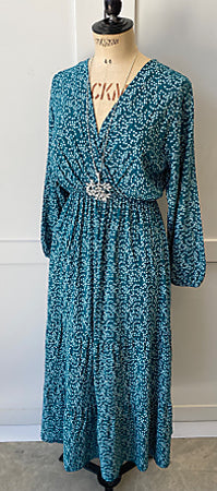 Joss wrap front dress, teal