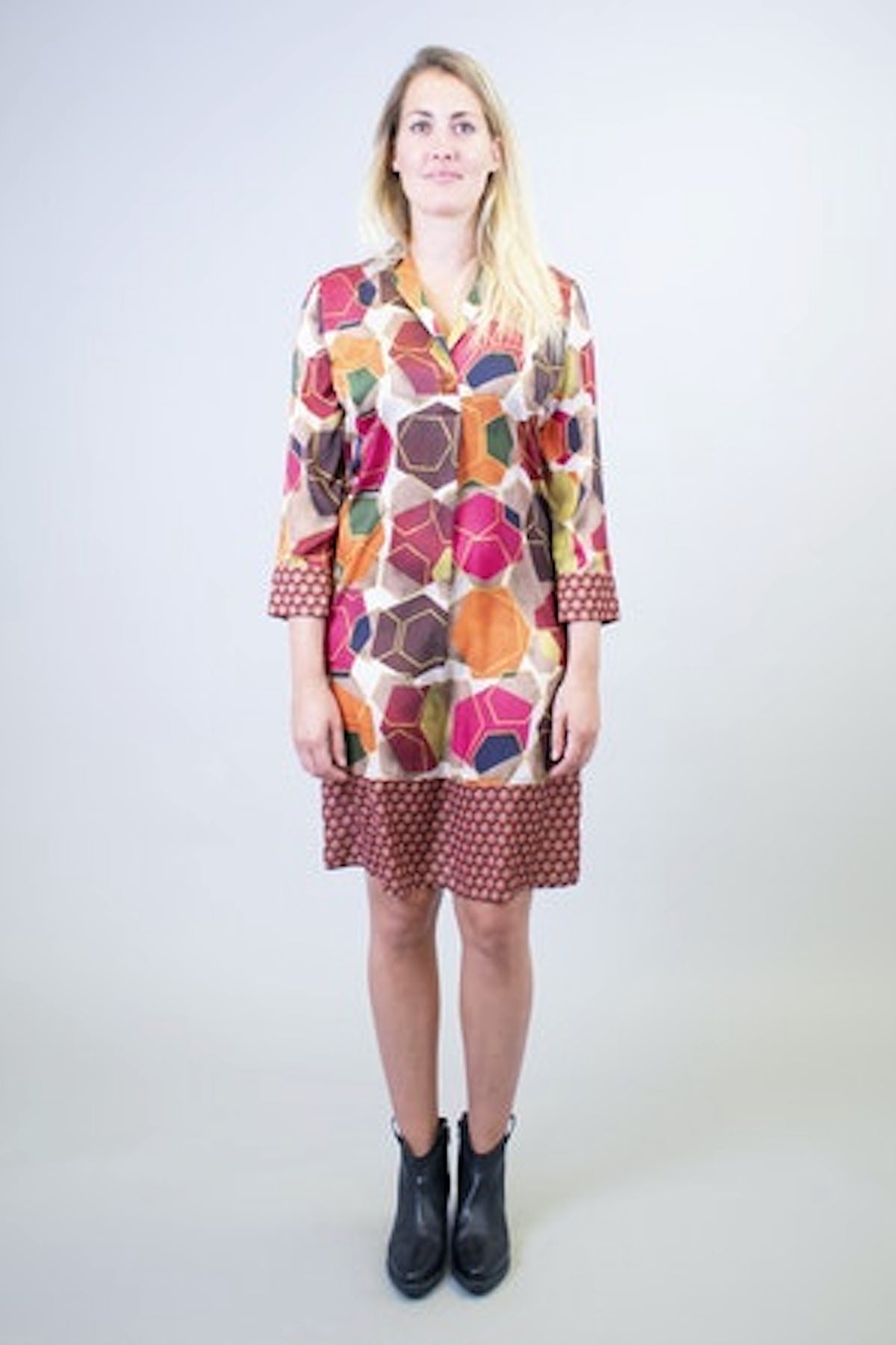 Geometric dress, orange