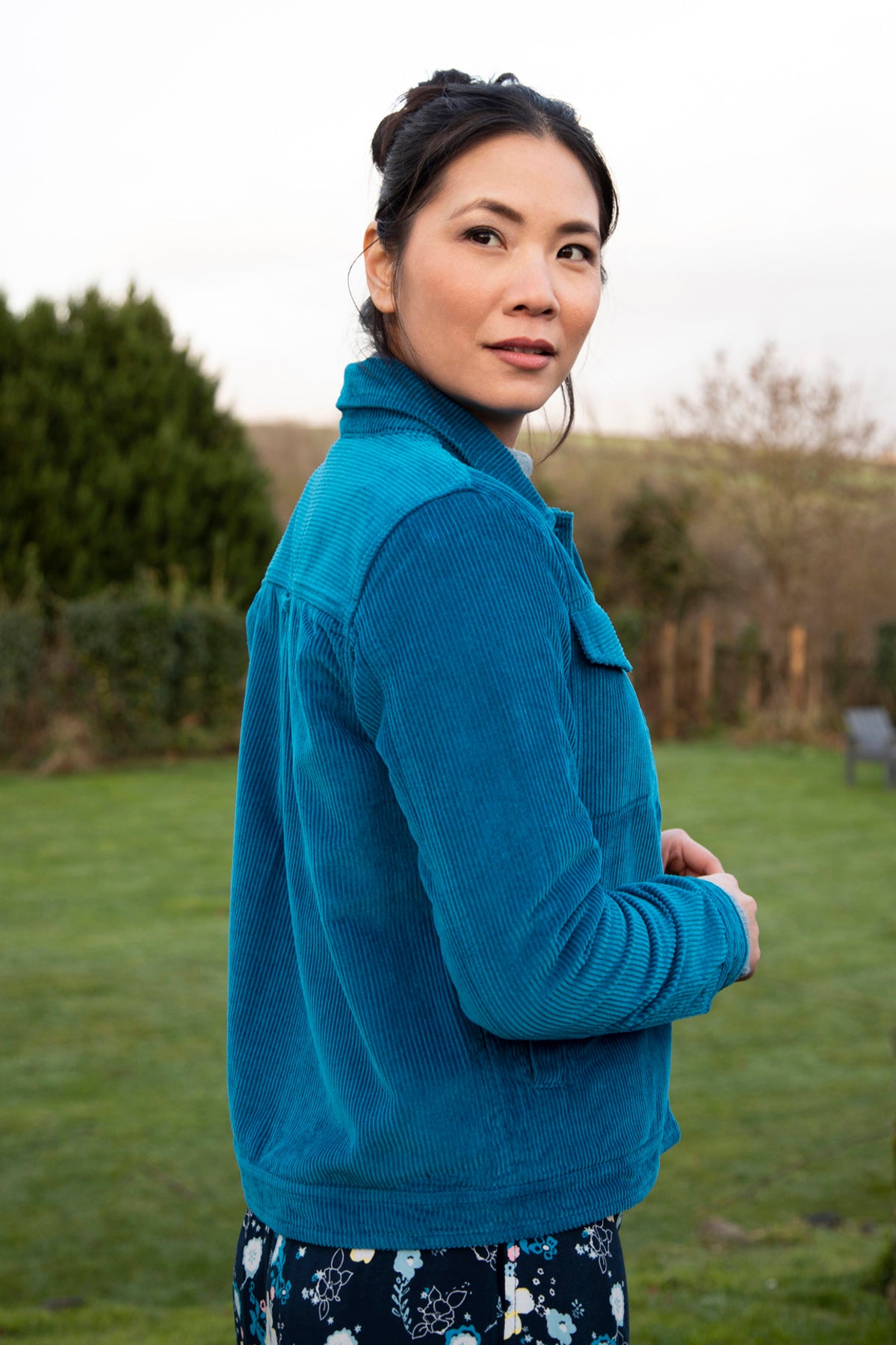 Jumbo cord jacket, teal