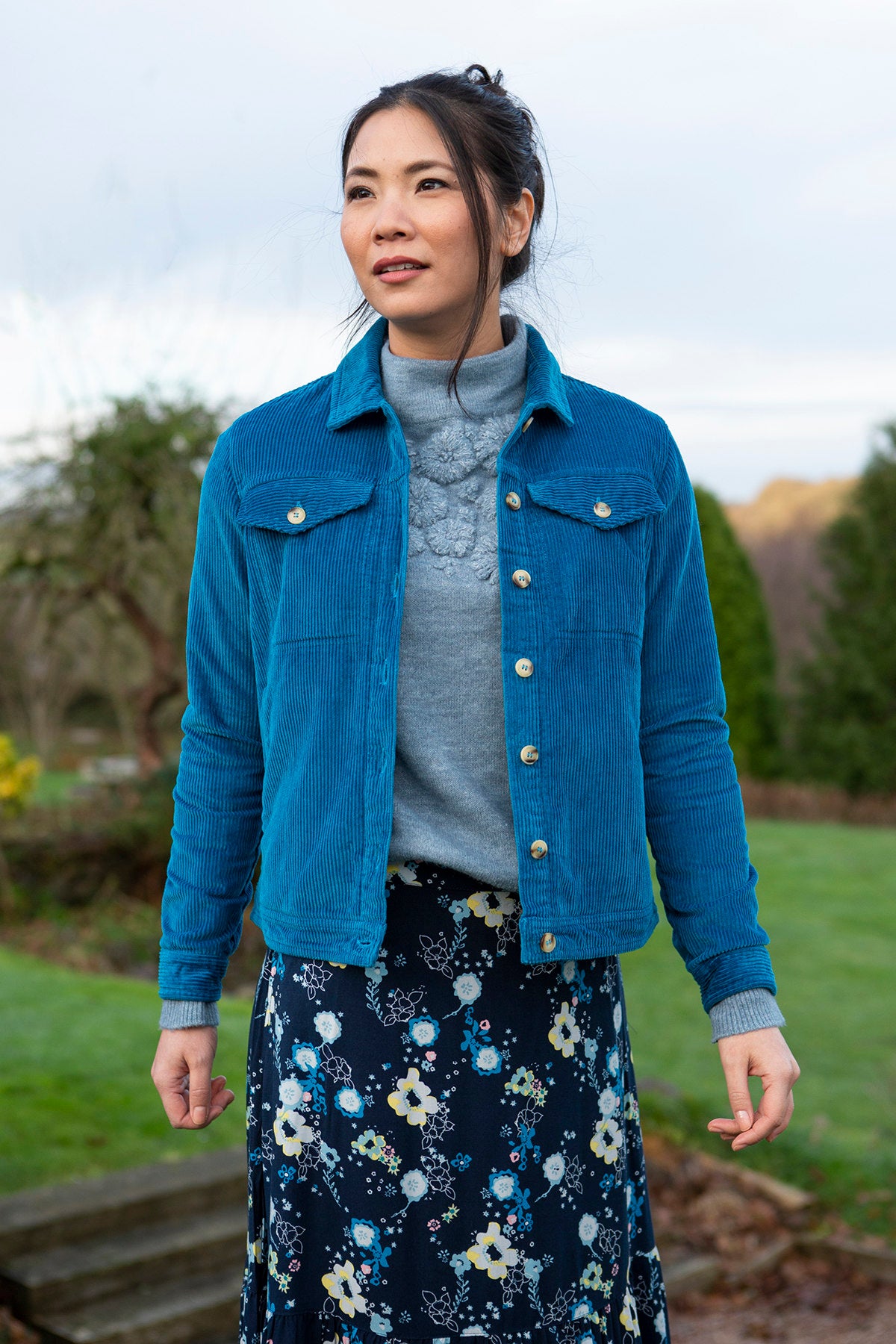 Jumbo cord jacket, teal