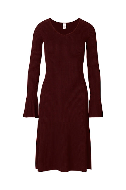 Skinny rib dress, wine
