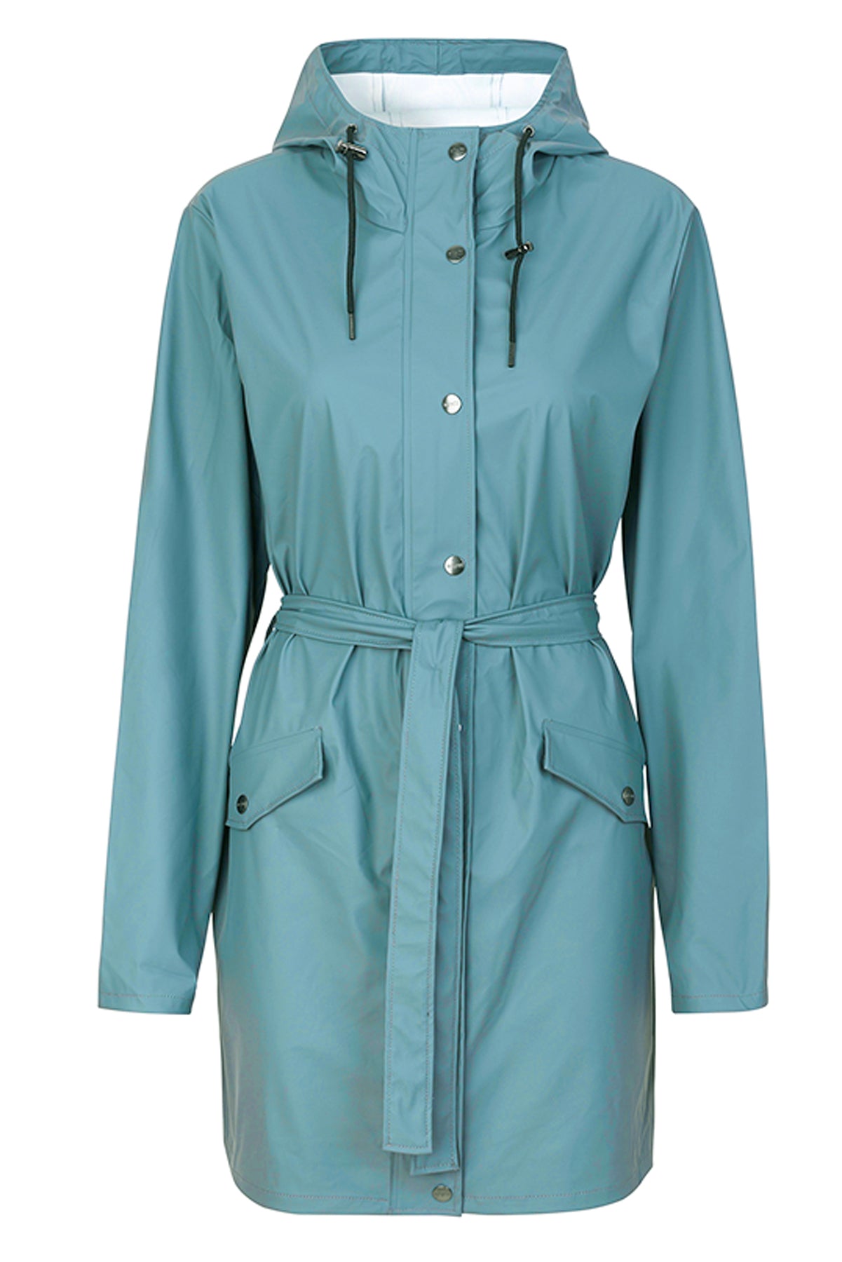 mbyM Festival raincoat, turquoise, front view