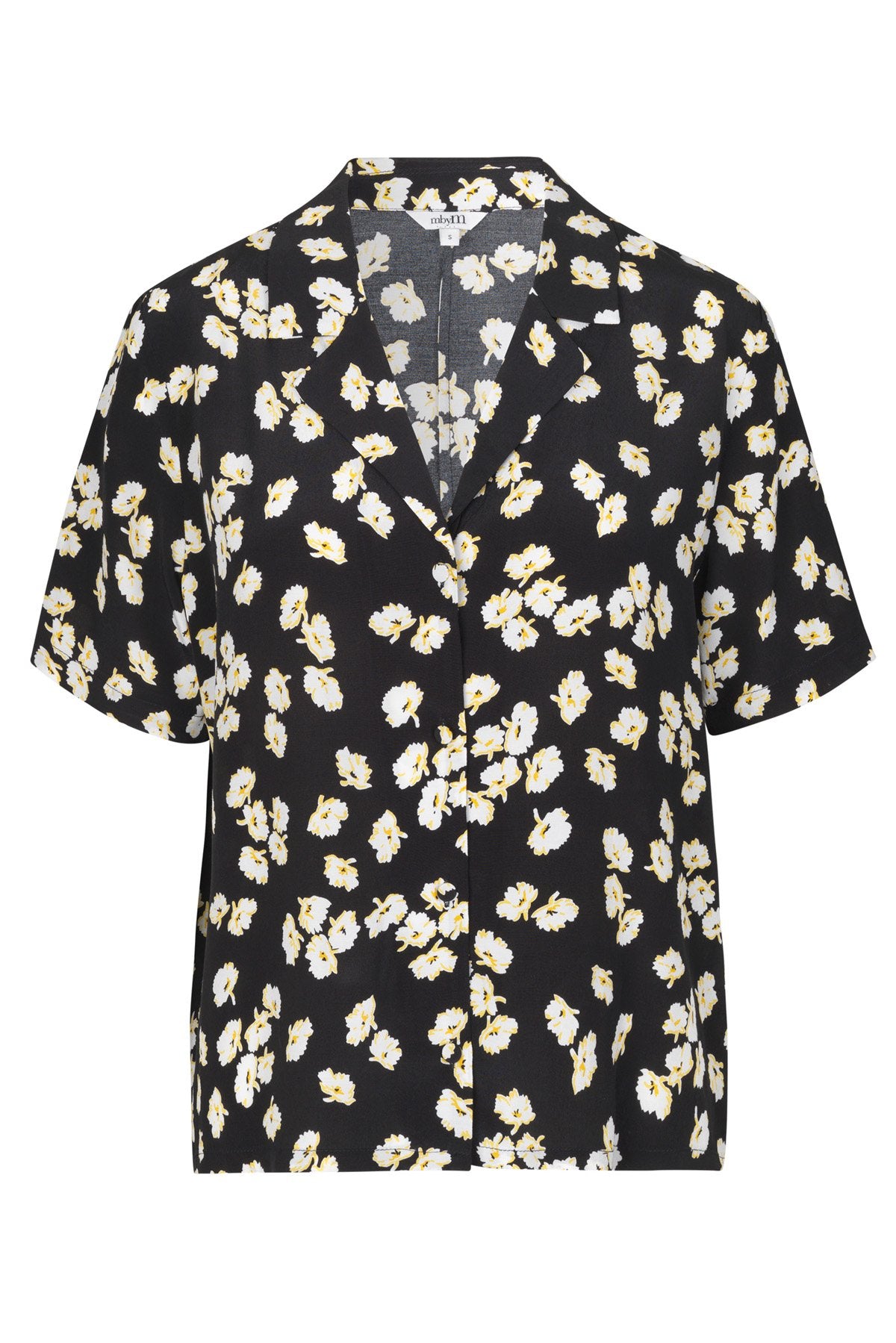 mbyM Mirra floral print short sleeved blouse, black, front view
