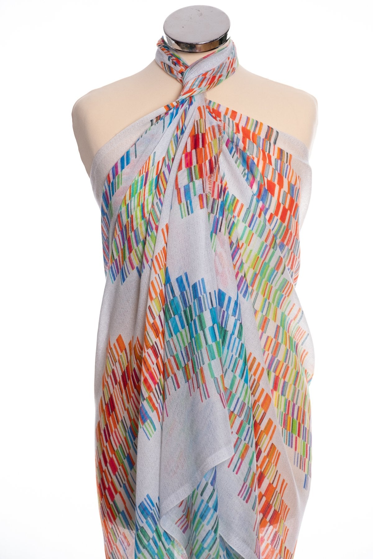 Kapre wave design scarf, multi colour, wrap view