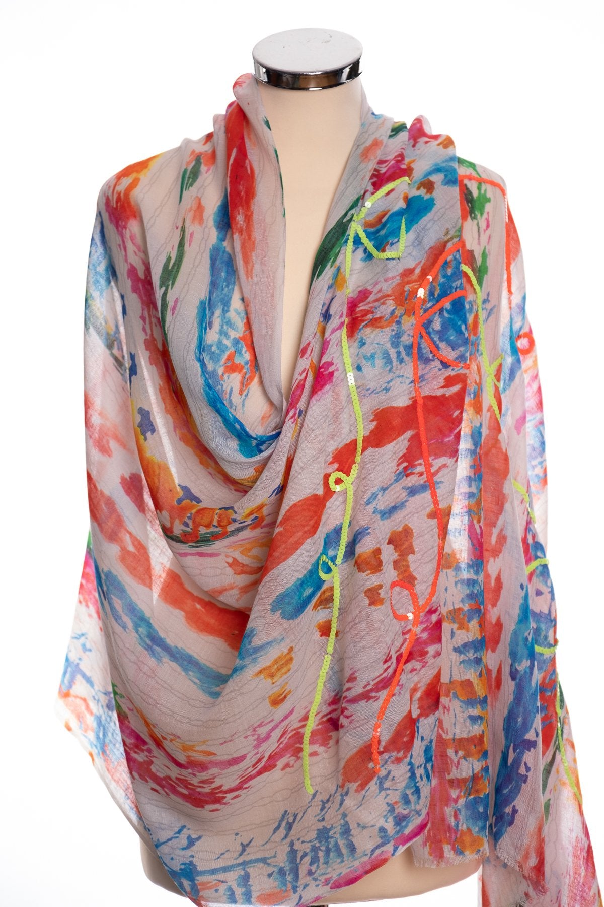 Ombre abstract scarf, multi colour, wrap view
