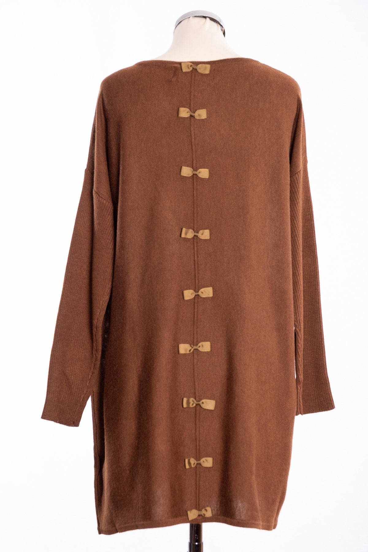 Ginger Toby bow backed tunic, cinnamon, rear view