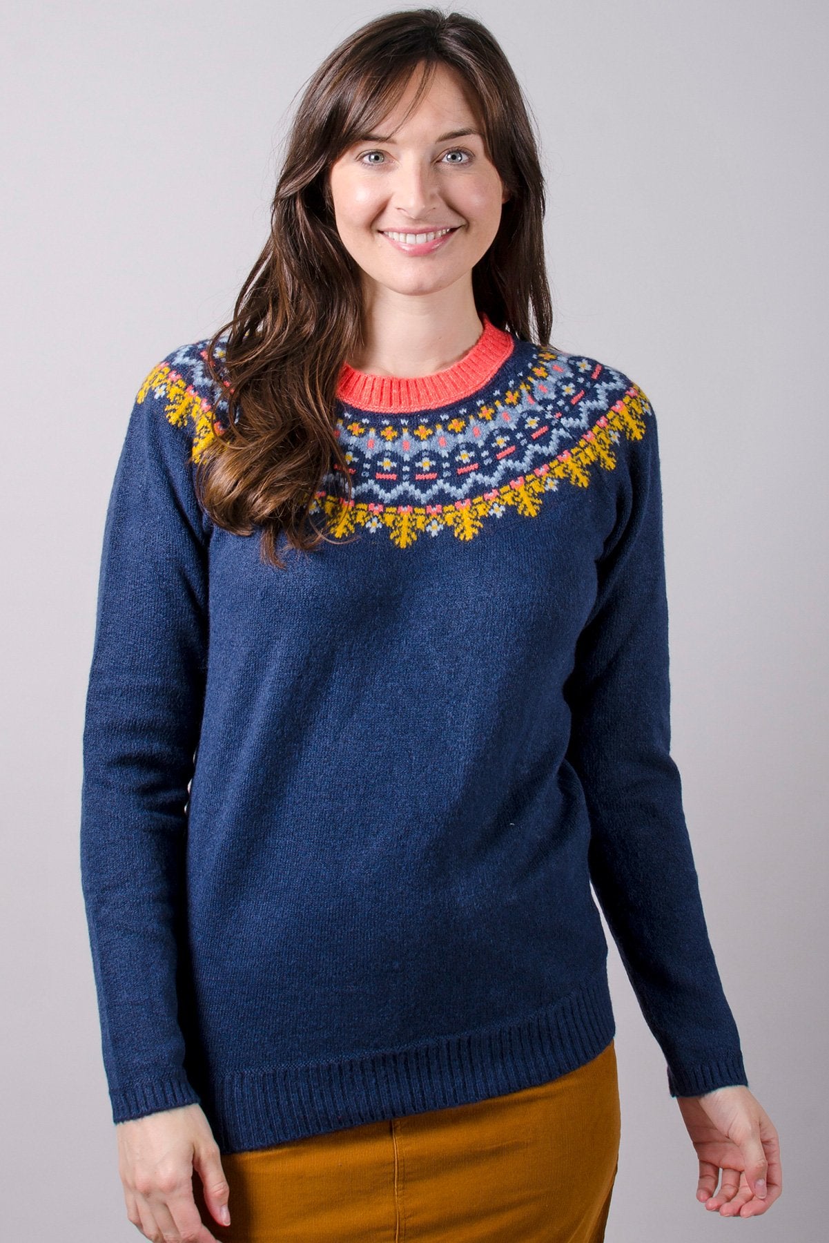 Lily and Me fairisle jumper, navy, front view
