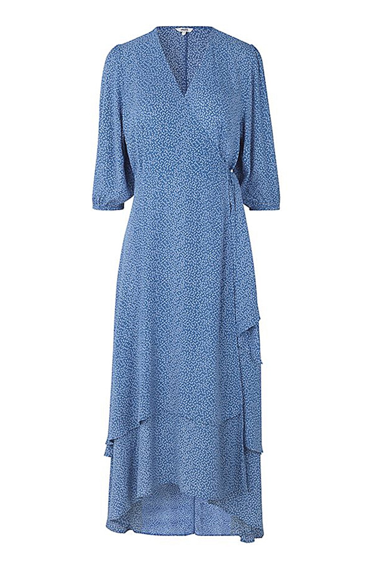 mbyM Bibbi wrap dress, blue, front view