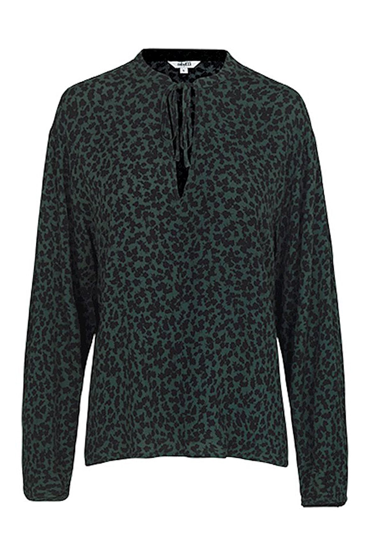 mbyM Lottie shoestring tie blouse, green, front view